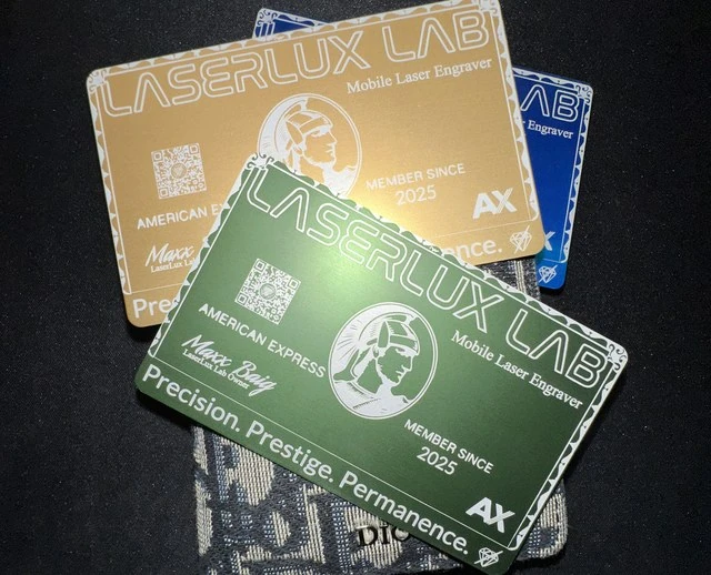 Laser-engraved metal business cards from LaserLux Lab